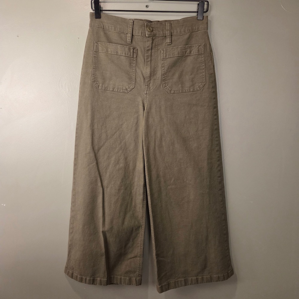 J.Crew Point Sur Women's High Rise Wide Leg Crop Pants Size 27 Green